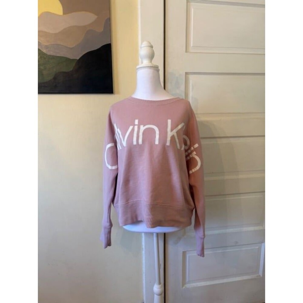 Calvin Klein women's crewneck scoop neck sweatshirt dusty pink - Picture 7 of 9
